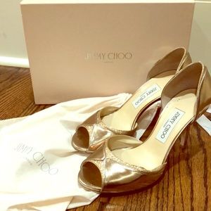 Jimmy Choo rose gold leather heels